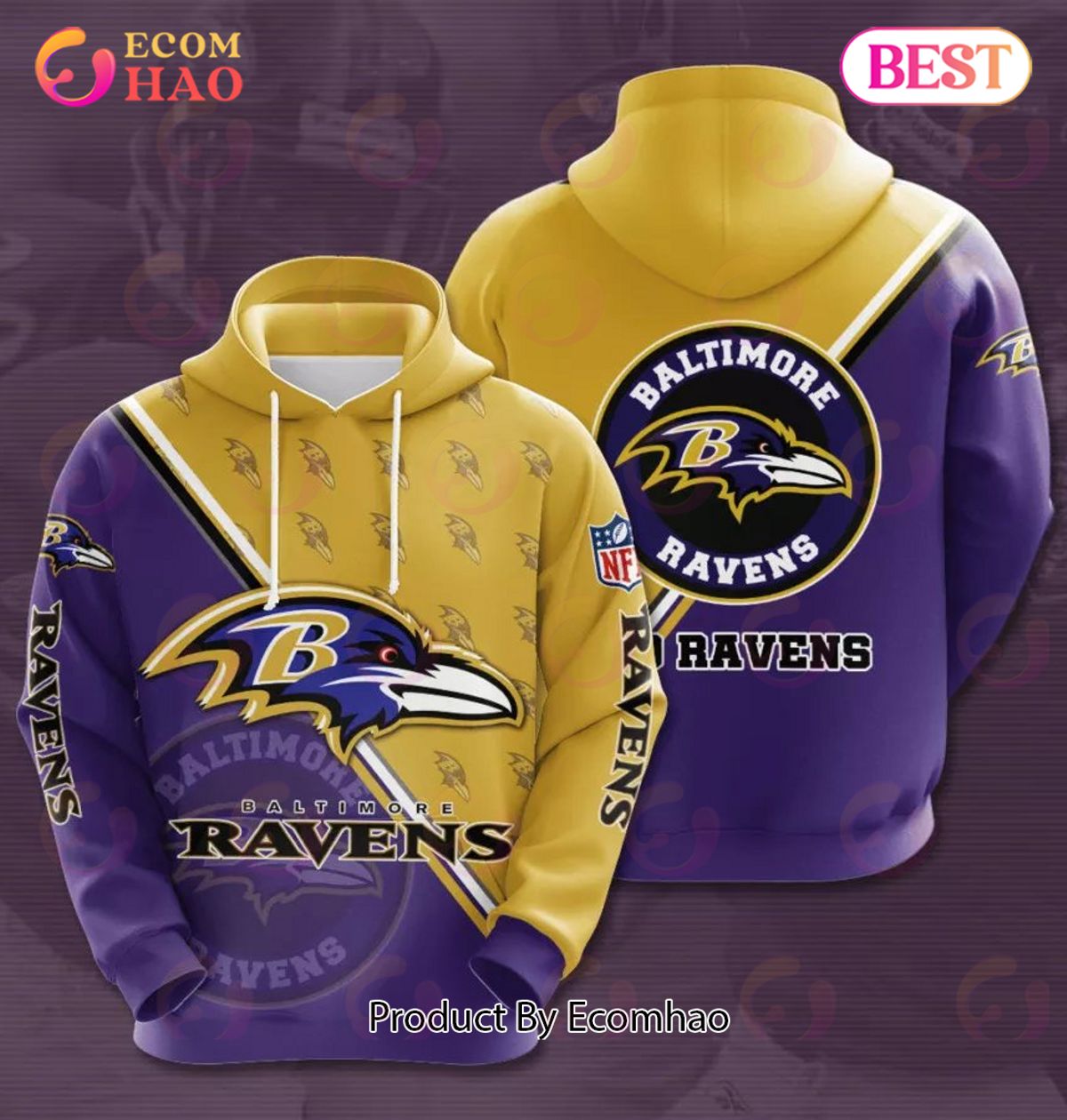 Baltimore Ravens Hoodie 3D Pullover new season - Limotees