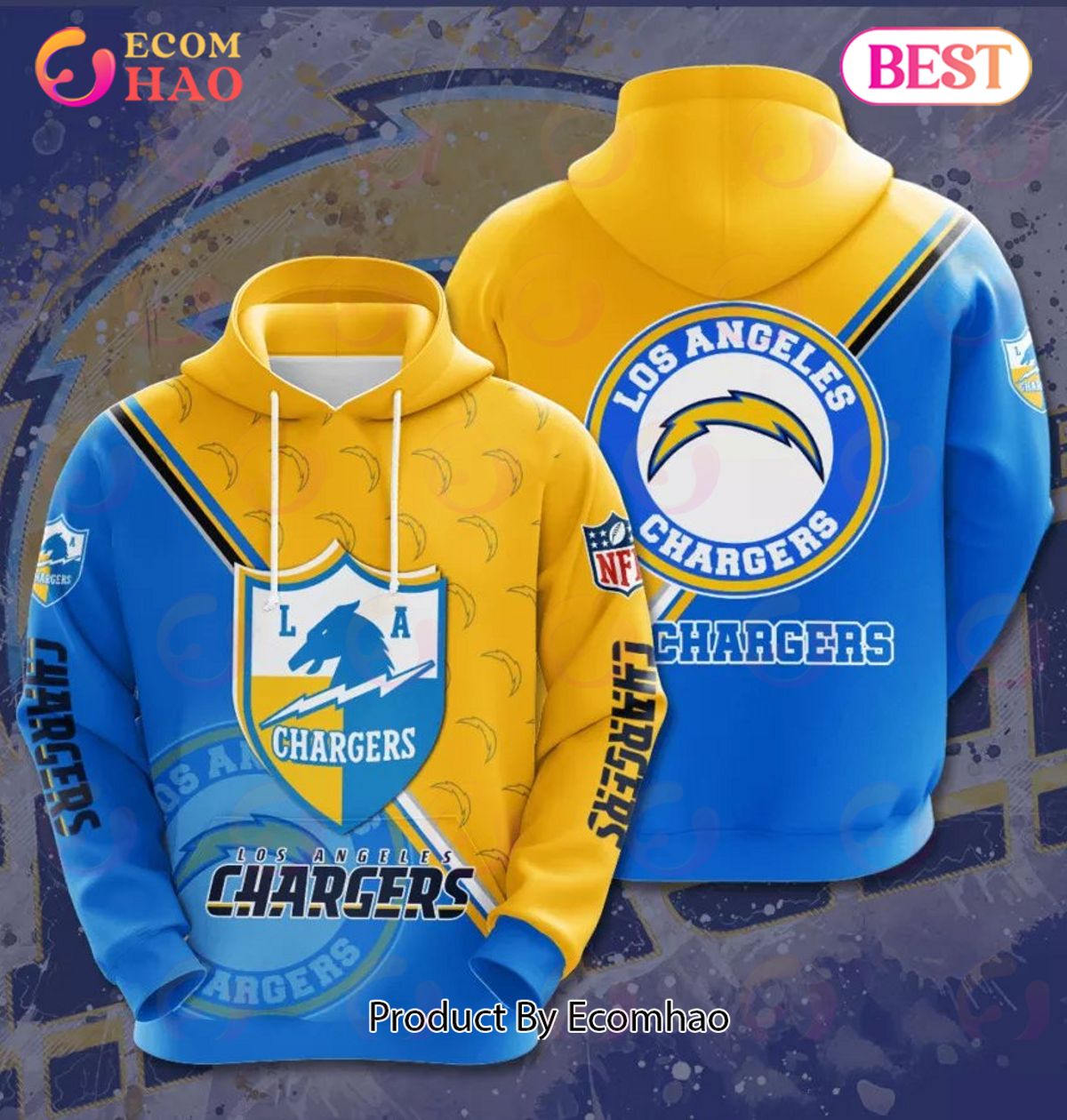 NFL Los Angeles Chargers 3D Team Logo Hoodie