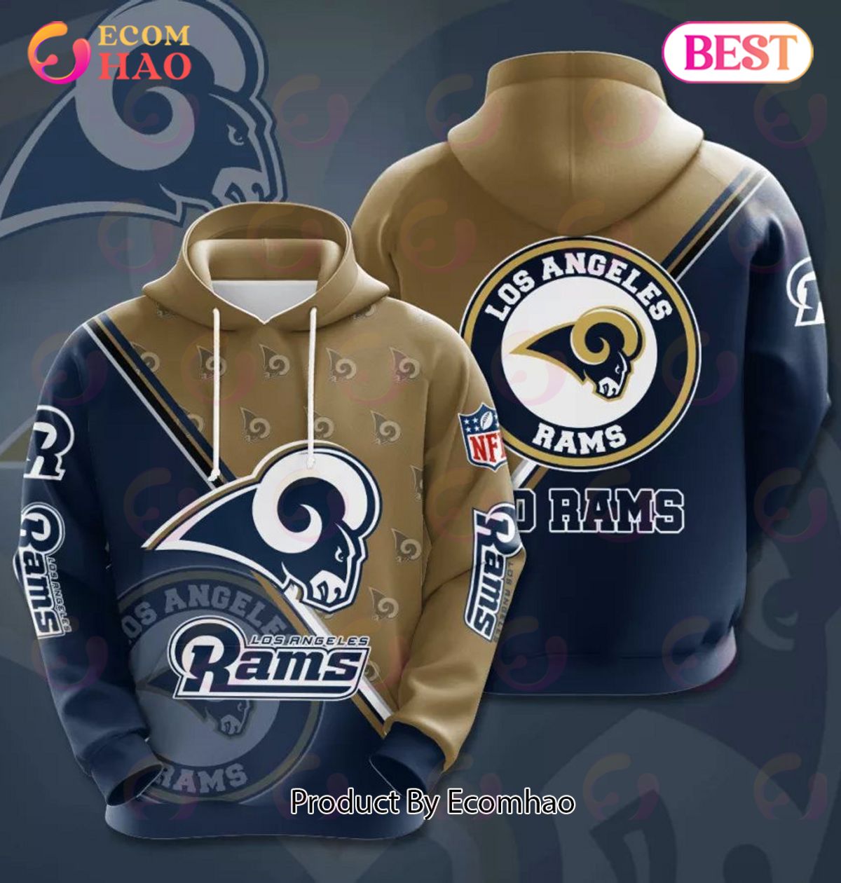 NFL Los Angeles Rams 3D Team Logo Hoodie