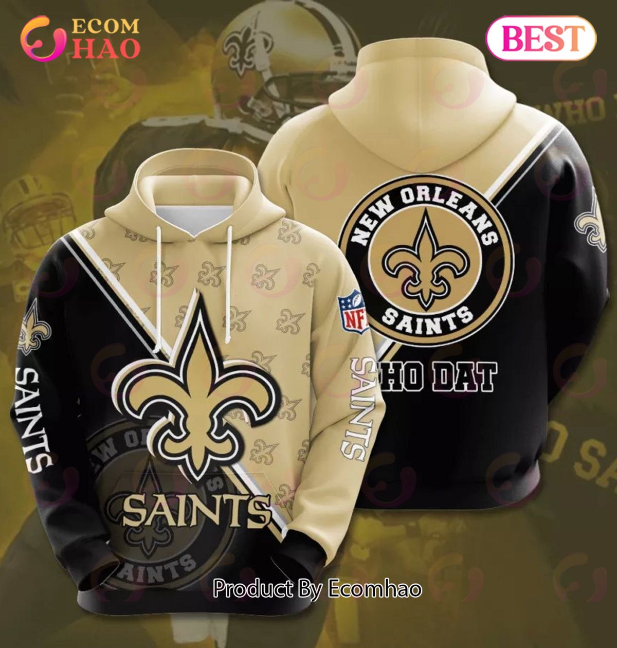 Hot Sale NFL Football New Orleans Saints 3D Hoodie Sweatshirt Custom J – 4  Fan Shop