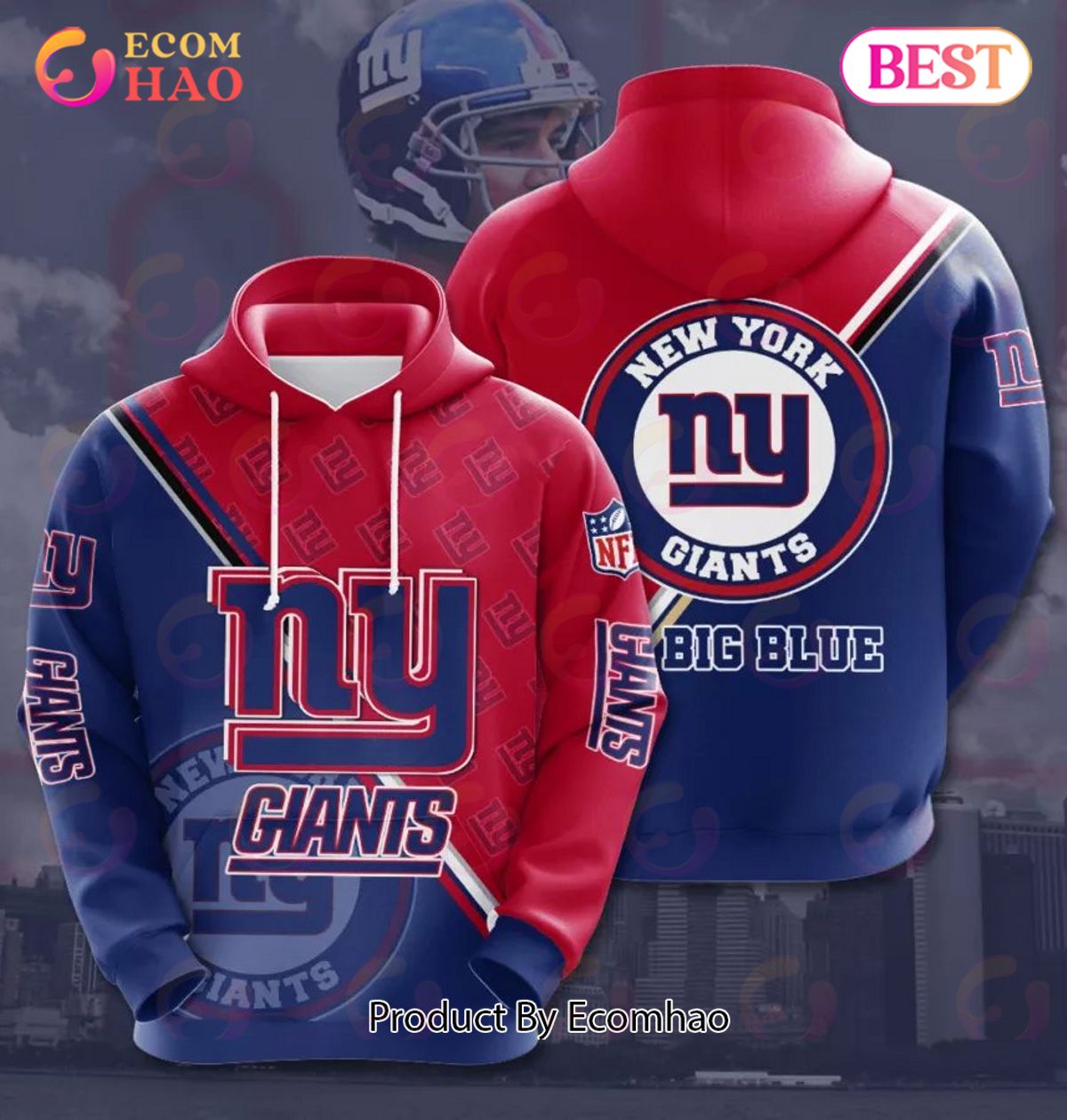 NFL New York Giants 3D Team Logo Hoodie