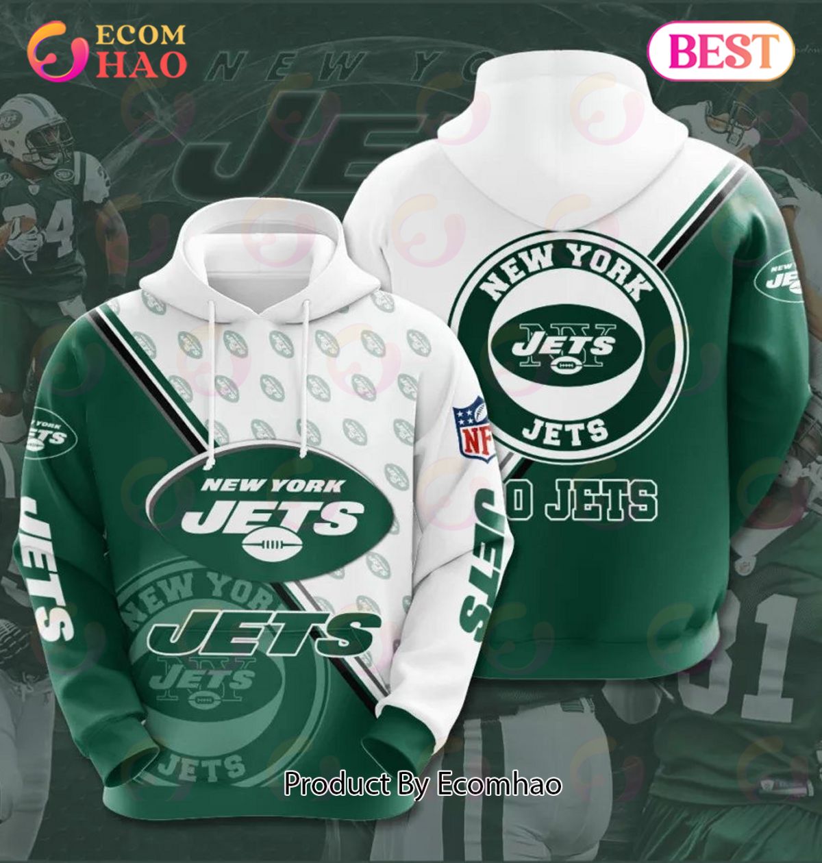 NFL New York Jets 3D Team Logo Hoodie