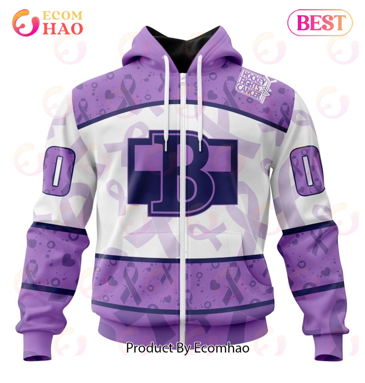 AHL Belleville Senators Special Lavender Fight Cancer 3D Hoodie