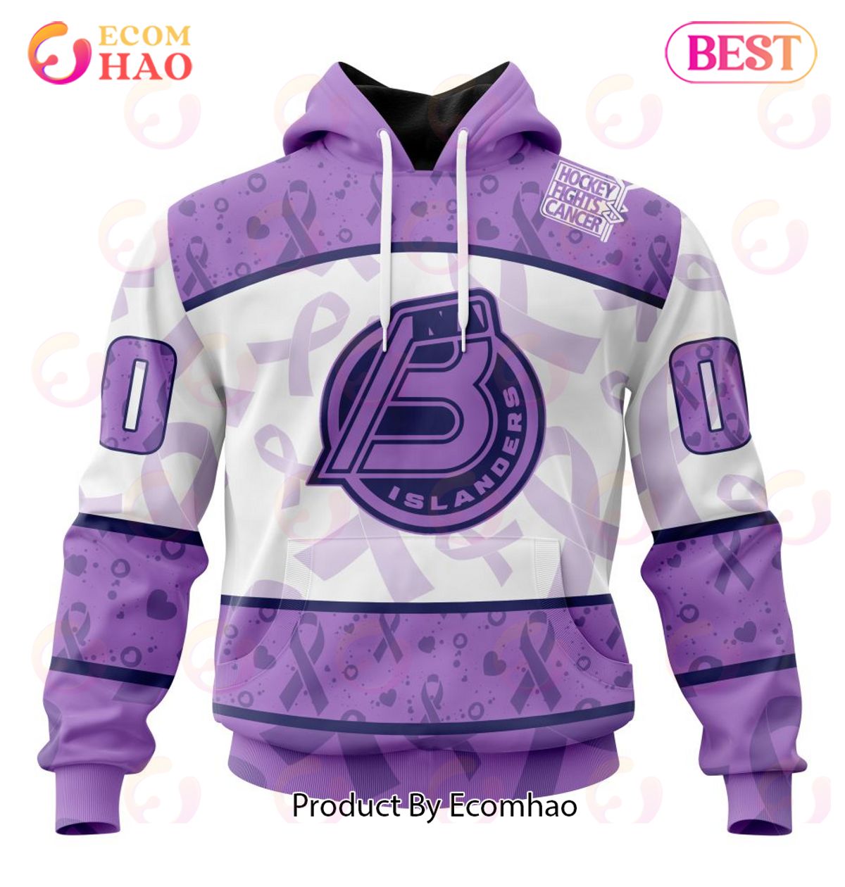 AHL Bridgeport Islanders Special Lavender Fight Cancer 3D Hoodie