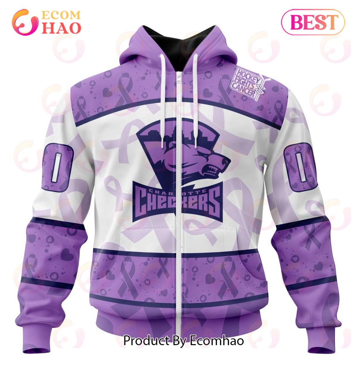 AHL Charlotte Checkers Special Lavender Fight Cancer 3D Hoodie