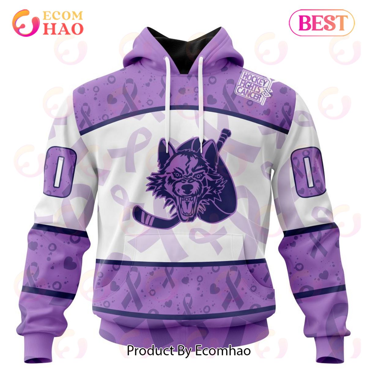 AHL Chicago Wolves Special Lavender Fight Cancer 3D Hoodie