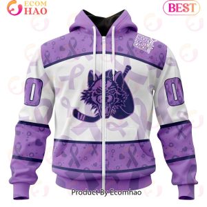 AHL Chicago Wolves Special Lavender Fight Cancer 3D Hoodie