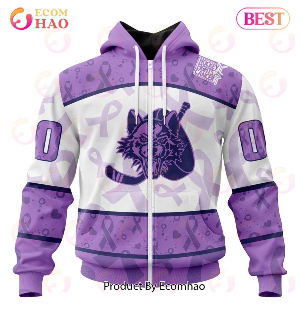 AHL Chicago Wolves Special Lavender Fight Cancer 3D Hoodie