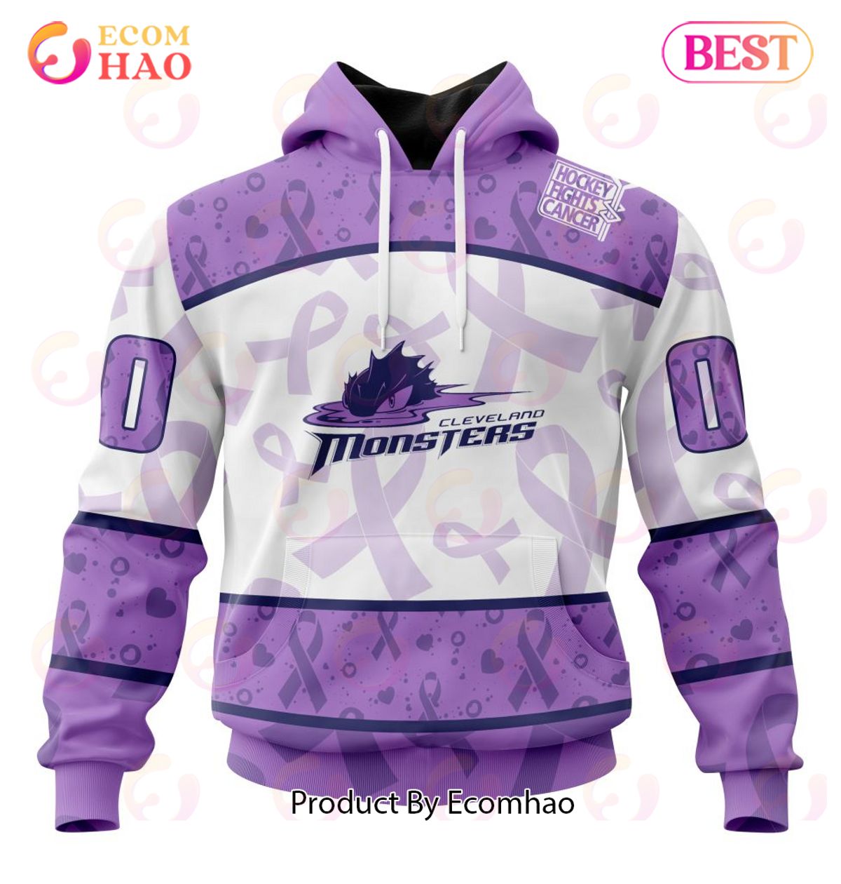 AHL Cleveland Monsters Special Lavender Fight Cancer 3D Hoodie