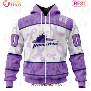 AHL Cleveland Monsters Special Lavender Fight Cancer 3D Hoodie