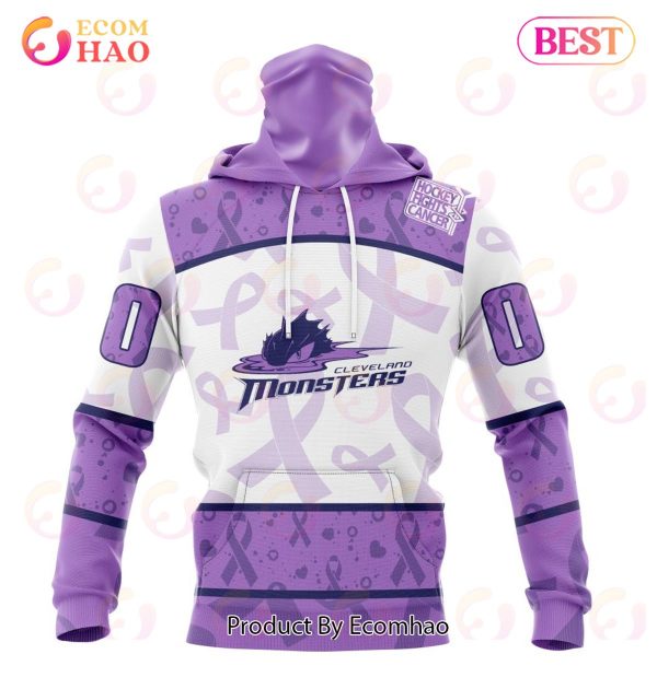 AHL Cleveland Monsters Special Lavender Fight Cancer 3D Hoodie