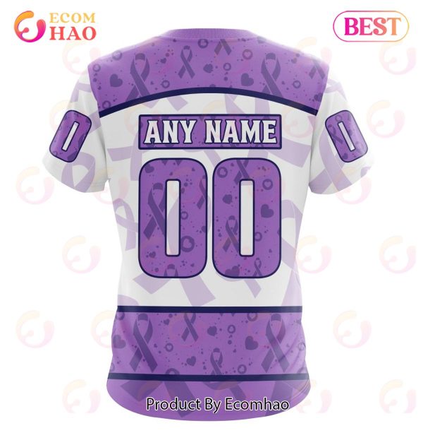 AHL Cleveland Monsters Special Lavender Fight Cancer 3D Hoodie