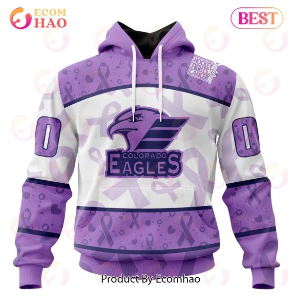 AHL Colorado Eagles Special Lavender Fight Cancer 3D Hoodie