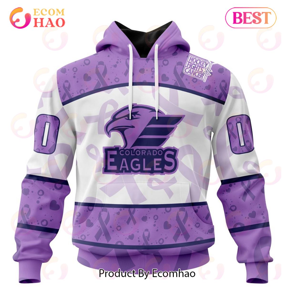 AHL Colorado Eagles Special Lavender Fight Cancer 3D Hoodie