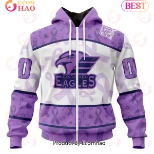 AHL Colorado Eagles Special Lavender Fight Cancer 3D Hoodie
