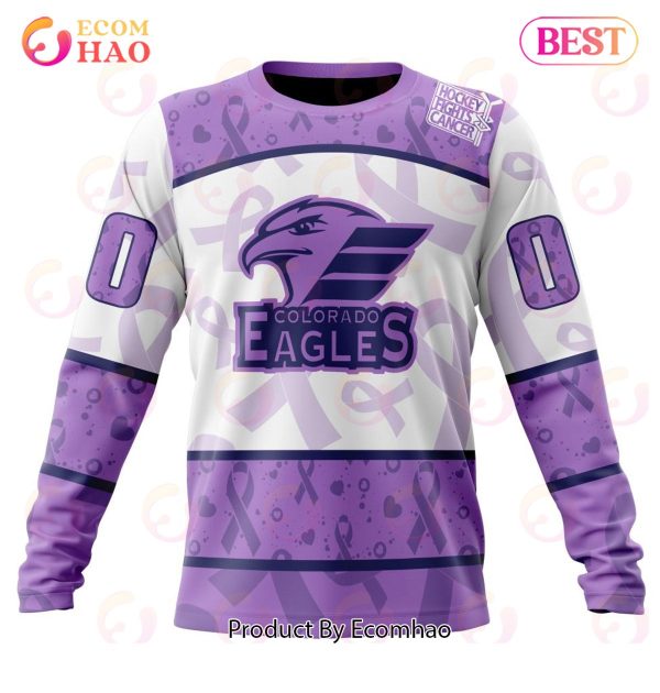 AHL Colorado Eagles Special Lavender Fight Cancer 3D Hoodie