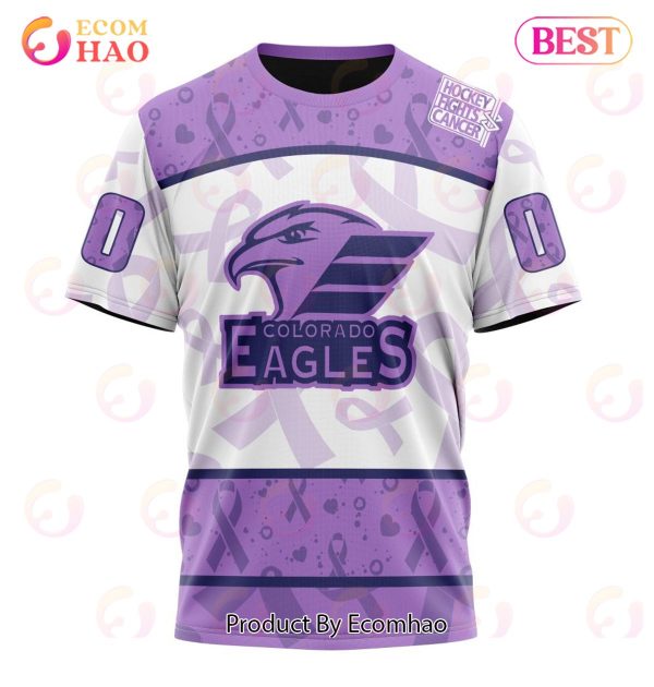 AHL Colorado Eagles Special Lavender Fight Cancer 3D Hoodie