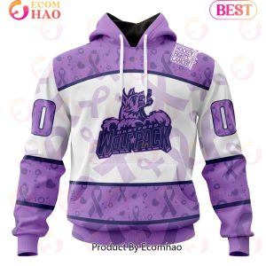 AHL Hartford Wolf Pack Special Lavender Fight Cancer 3D Hoodie