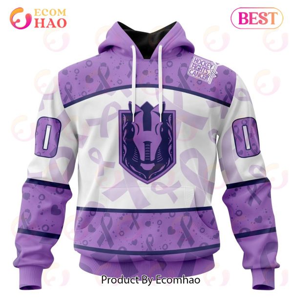 AHL Henderson Silver Knights Special Lavender Fight Cancer 3D Hoodie
