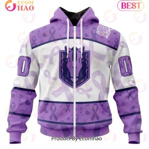 AHL Henderson Silver Knights Special Lavender Fight Cancer 3D Hoodie