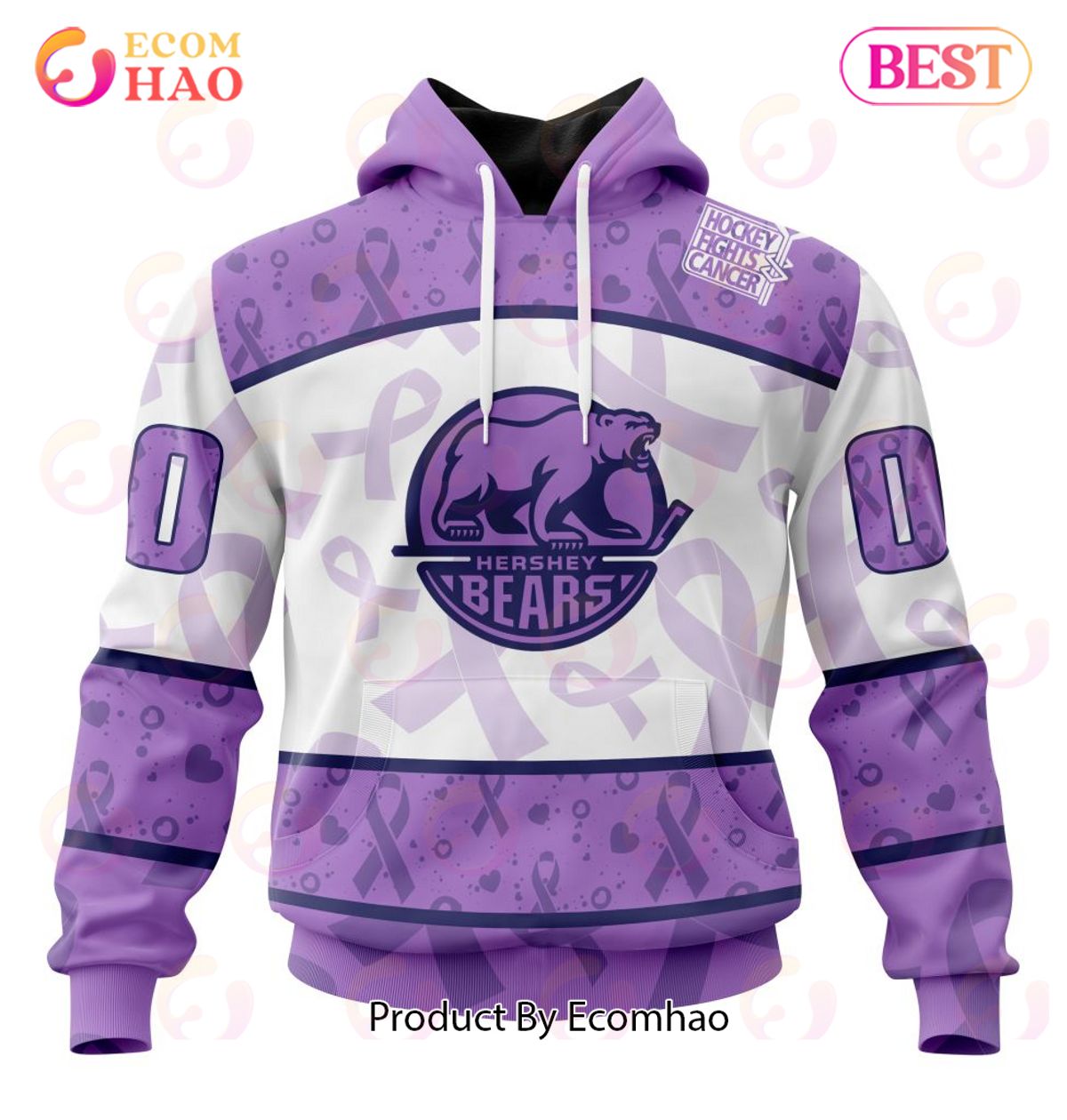 AHL Hershey Bears Special Lavender Fight Cancer 3D Hoodie