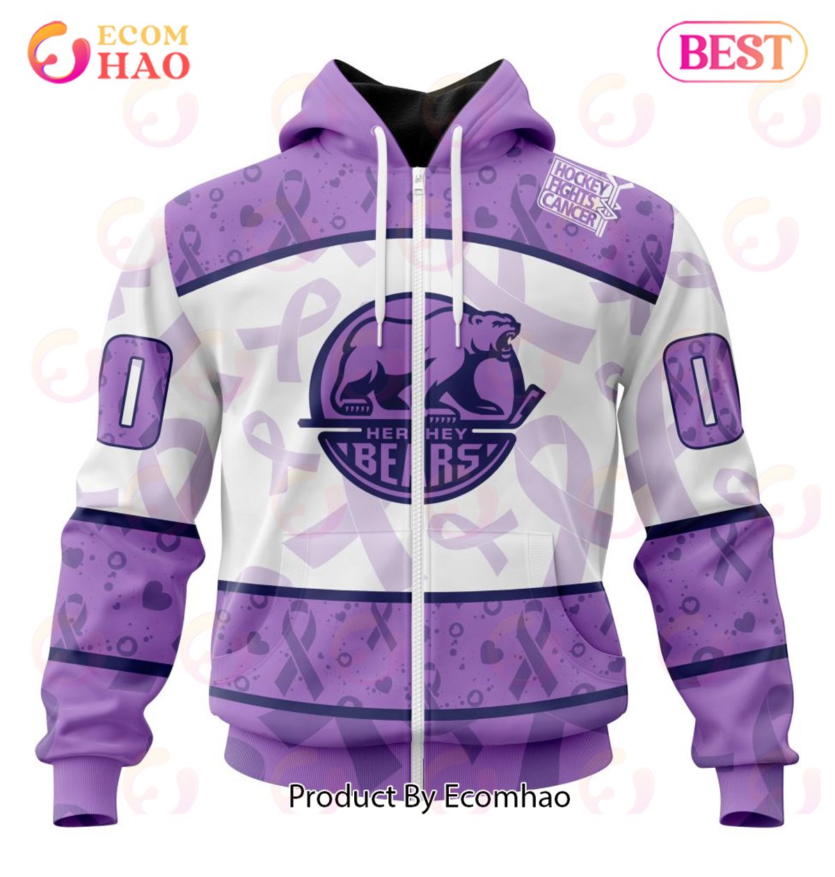 AHL Hershey Bears Special Lavender Fight Cancer 3D Hoodie