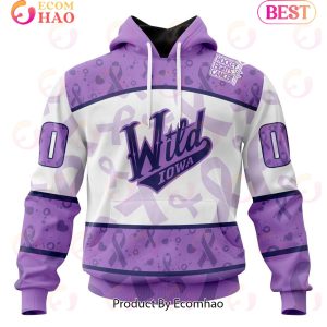 AHL Iowa Wild Special Lavender Fight Cancer 3D Hoodie