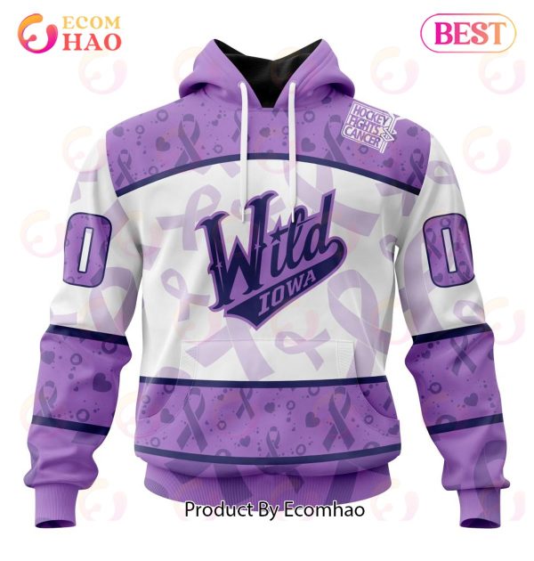 AHL Iowa Wild Special Lavender Fight Cancer 3D Hoodie