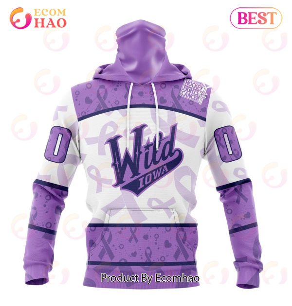 AHL Iowa Wild Special Lavender Fight Cancer 3D Hoodie