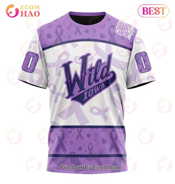 AHL Iowa Wild Special Lavender Fight Cancer 3D Hoodie