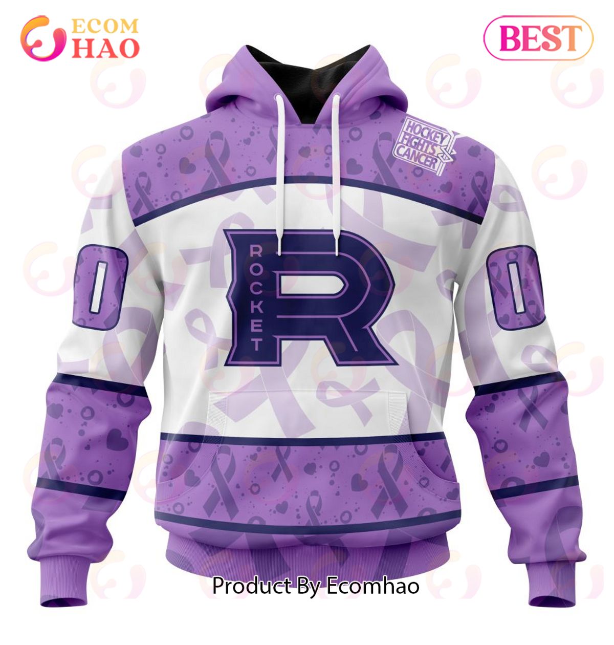 AHL Laval Rocket Special Lavender Fight Cancer 3D Hoodie