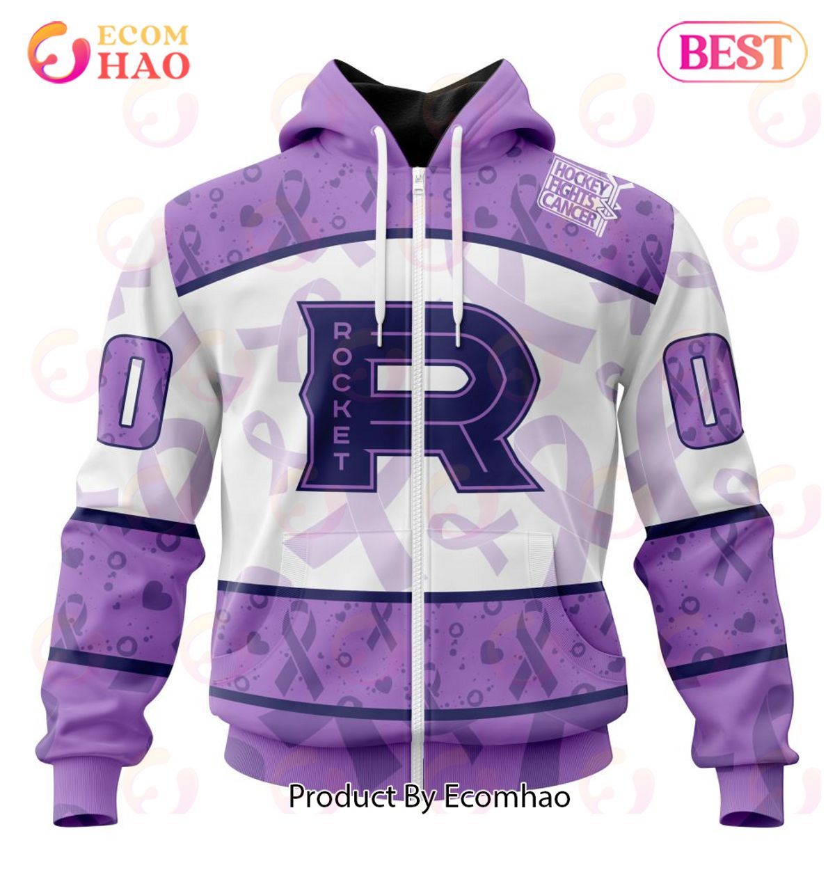 AHL Laval Rocket Special Lavender Fight Cancer 3D Hoodie