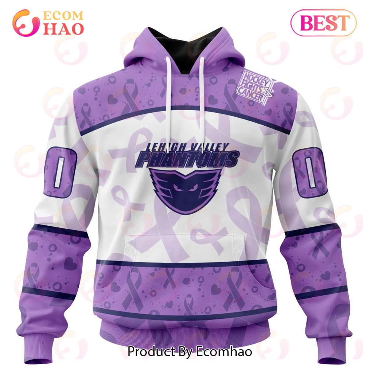 AHL Lehigh Valley Phantoms Special Lavender Fight Cancer 3D Hoodie