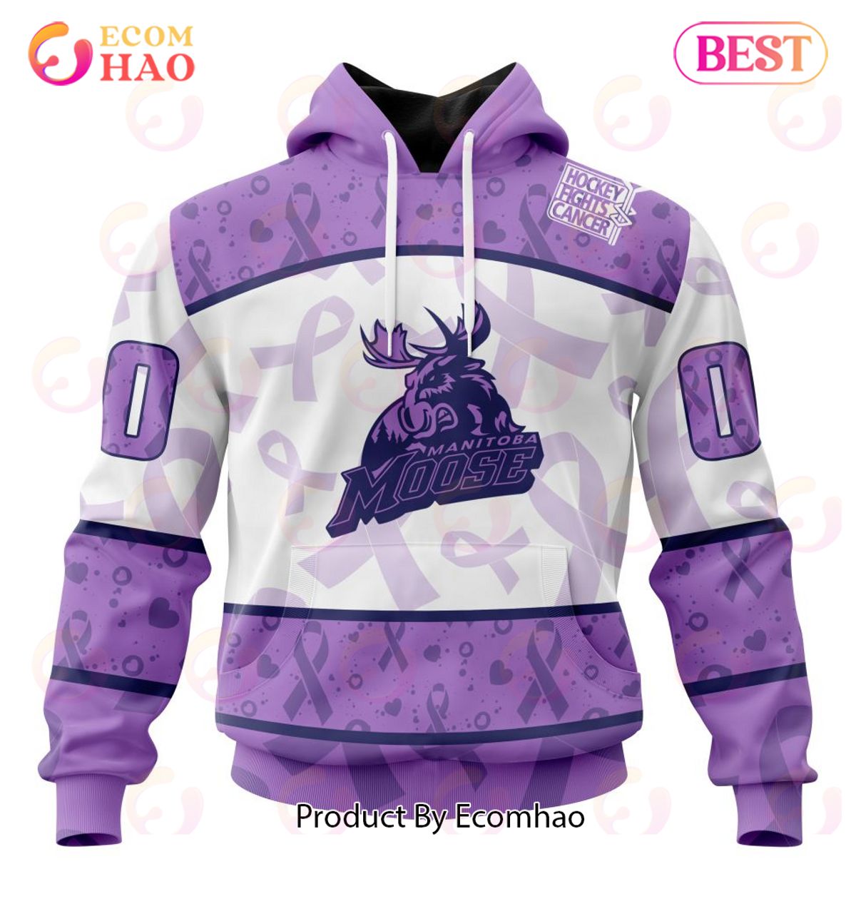 AHL Manitoba Moose Special Lavender Fight Cancer 3D Hoodie