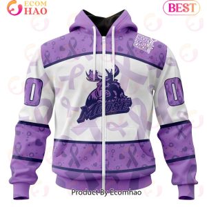AHL Manitoba Moose Special Lavender Fight Cancer 3D Hoodie