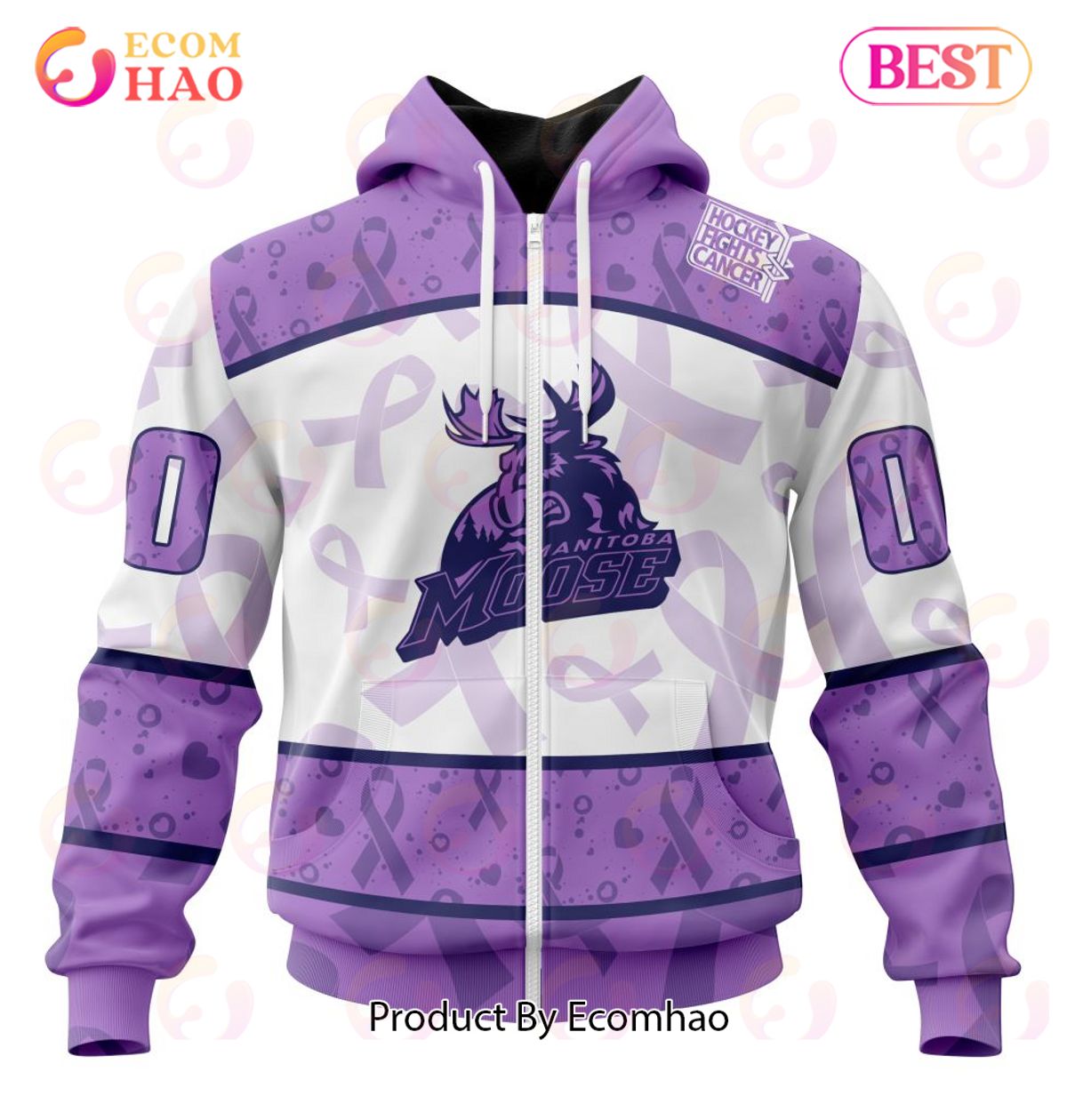 AHL Manitoba Moose Special Lavender Fight Cancer 3D Hoodie