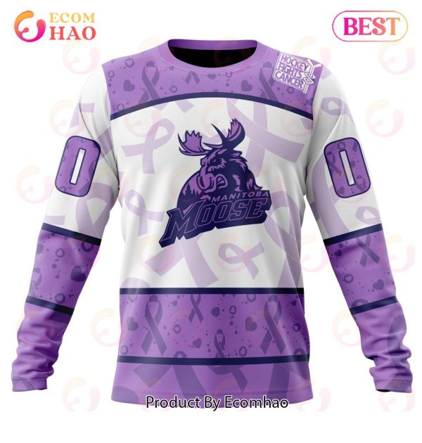 AHL Manitoba Moose Special Lavender Fight Cancer 3D Hoodie