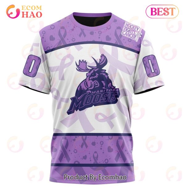 AHL Manitoba Moose Special Lavender Fight Cancer 3D Hoodie