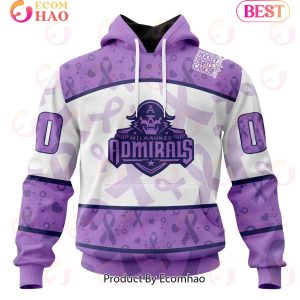 AHL Milwaukee Admirals Special Lavender Fight Cancer 3D Hoodie