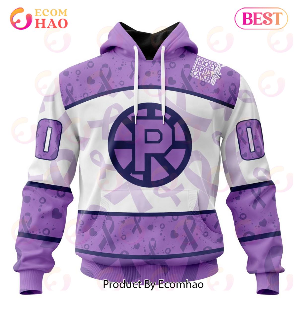 AHL Providence Bruins Special Lavender Fight Cancer 3D Hoodie