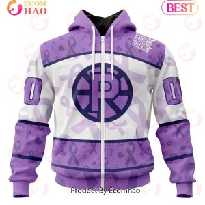 AHL Providence Bruins Special Lavender Fight Cancer 3D Hoodie