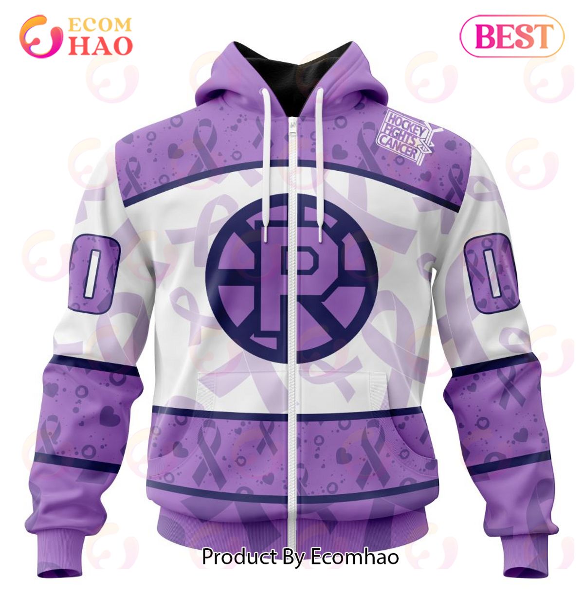 AHL Providence Bruins Special Lavender Fight Cancer 3D Hoodie