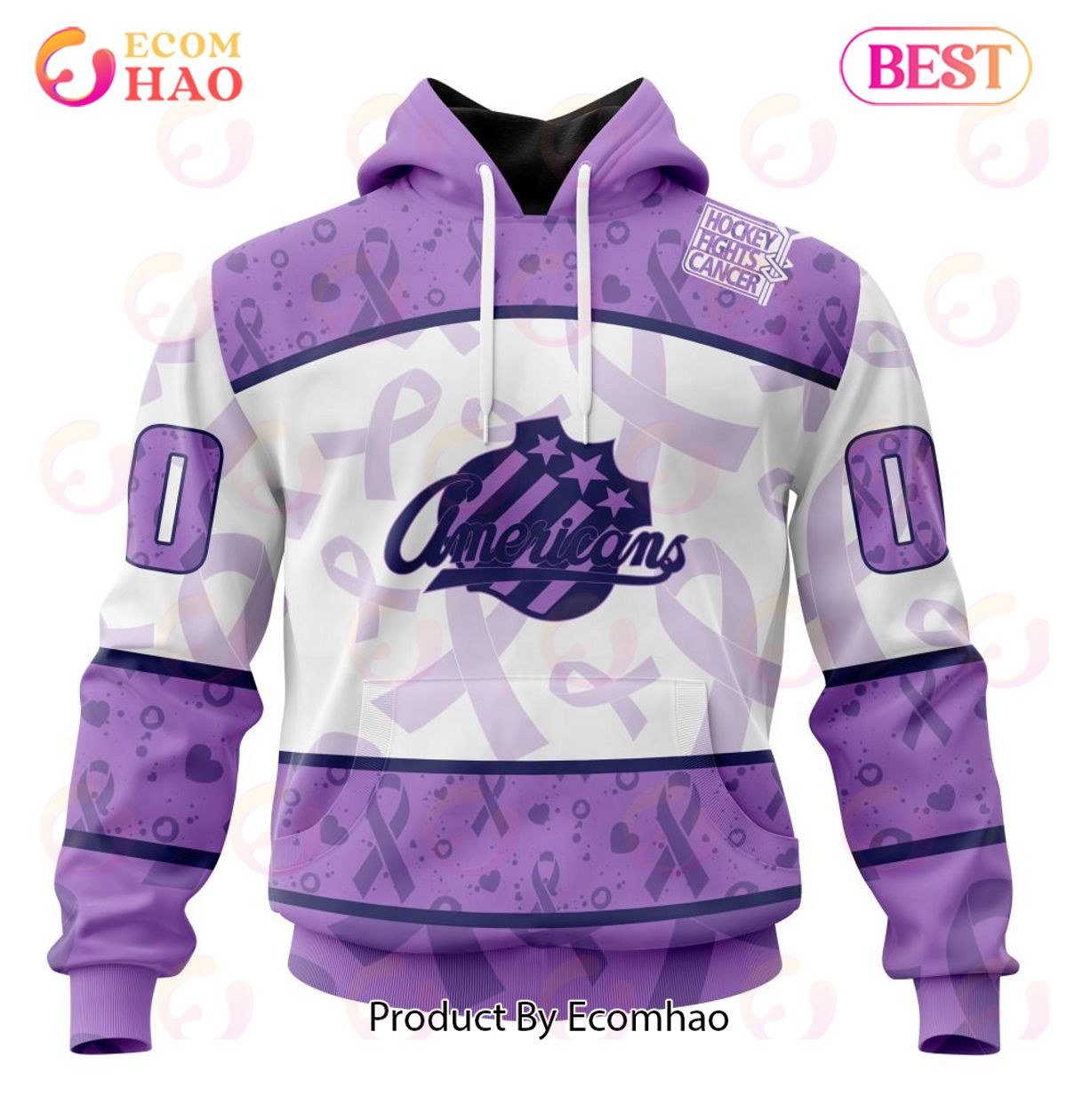 AHL Rochester Americans Special Lavender Fight Cancer 3D Hoodie