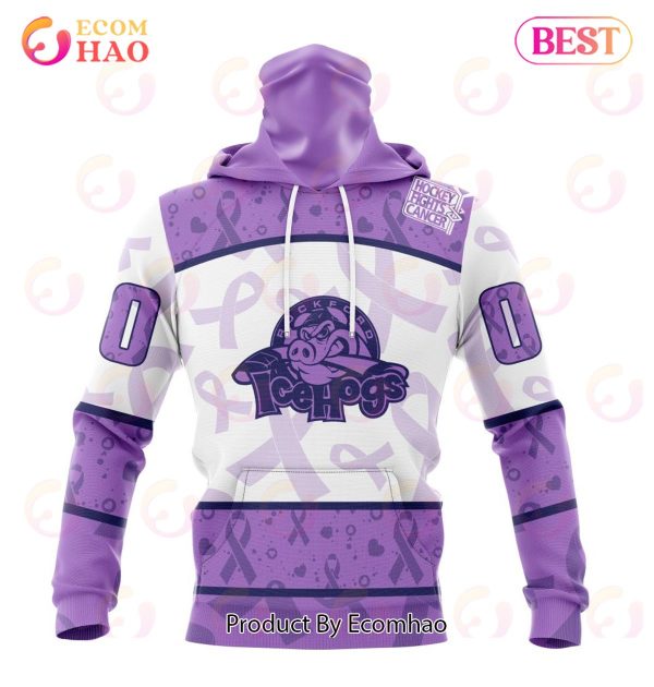 AHL Rockford IceHogs Special Lavender Fight Cancer 3D Hoodie