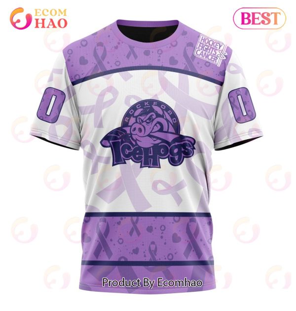 AHL Rockford IceHogs Special Lavender Fight Cancer 3D Hoodie