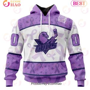 AHL San Diego Gulls Special Lavender Fight Cancer 3D Hoodie