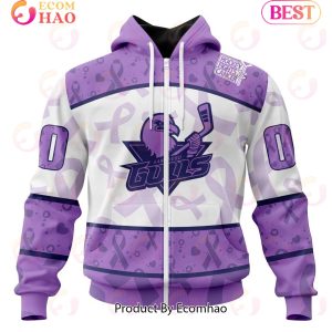 AHL San Diego Gulls Special Lavender Fight Cancer 3D Hoodie
