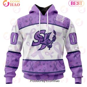 AHL San Jose Barracuda Special Lavender Fight Cancer 3D Hoodie
