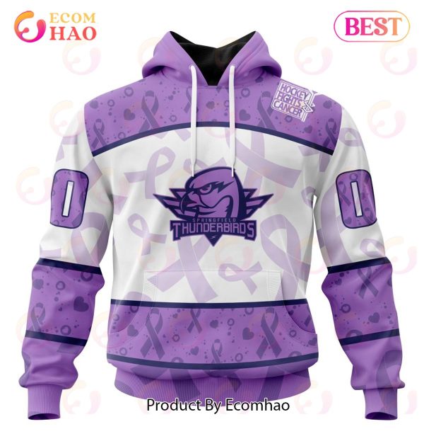 AHL Springfield Thunderbirds Special Lavender Fight Cancer 3D Hoodie