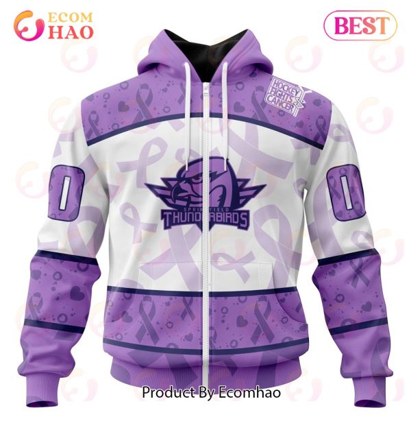 AHL Springfield Thunderbirds Special Lavender Fight Cancer 3D Hoodie